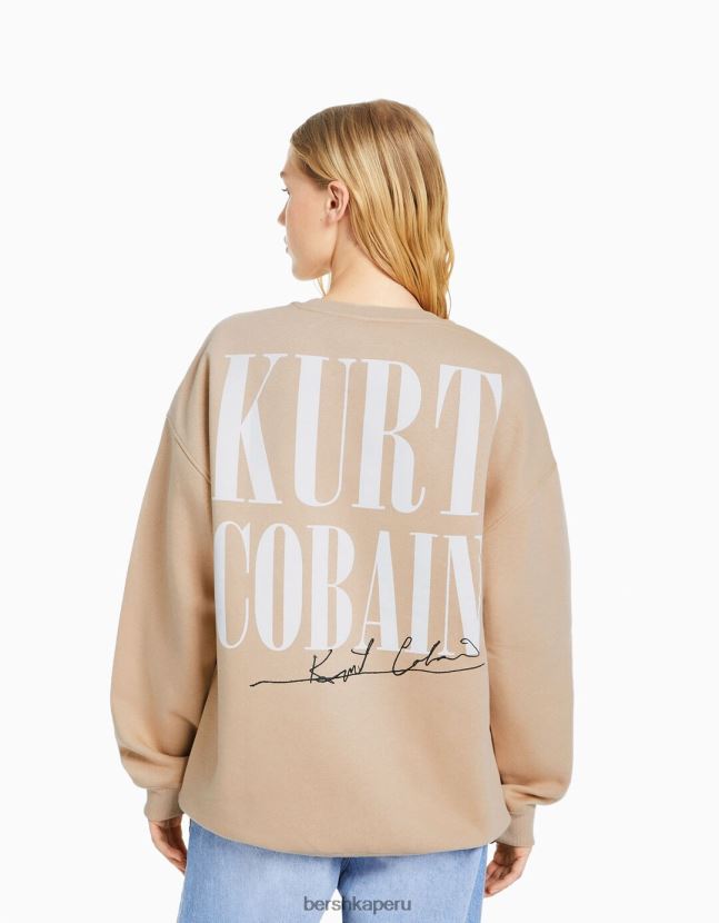 camello Bershka mujer sudadera con estampado de kurt cobain 806J6B1251