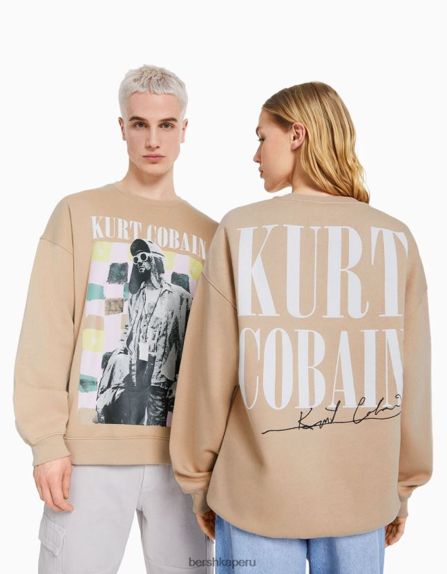 camello Bershka mujer sudadera con estampado de kurt cobain 806J6B1251