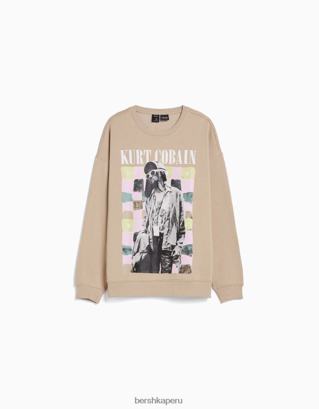camello Bershka mujer sudadera con estampado de kurt cobain 806J6B1251