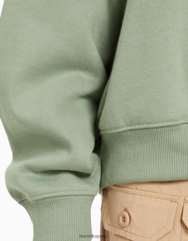 caqui Bershka mujer sudadera oversize con cuello redondo 806J6B1280