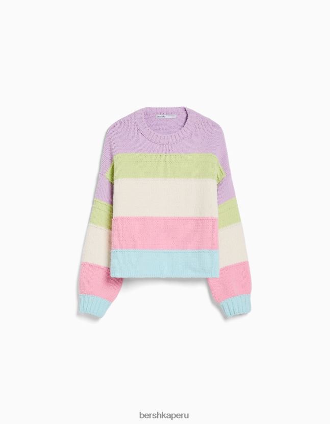 Violeta Bershka mujer jersey de chenilla con rayas multicolor 806J6B1066