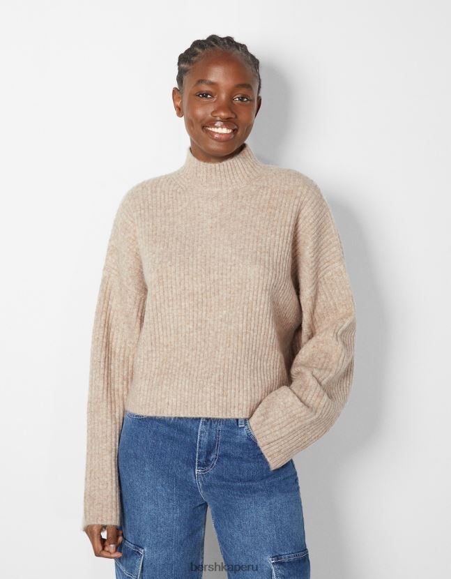 arena Bershka mujer suéter de canalé con cuello alto 806J6B1005