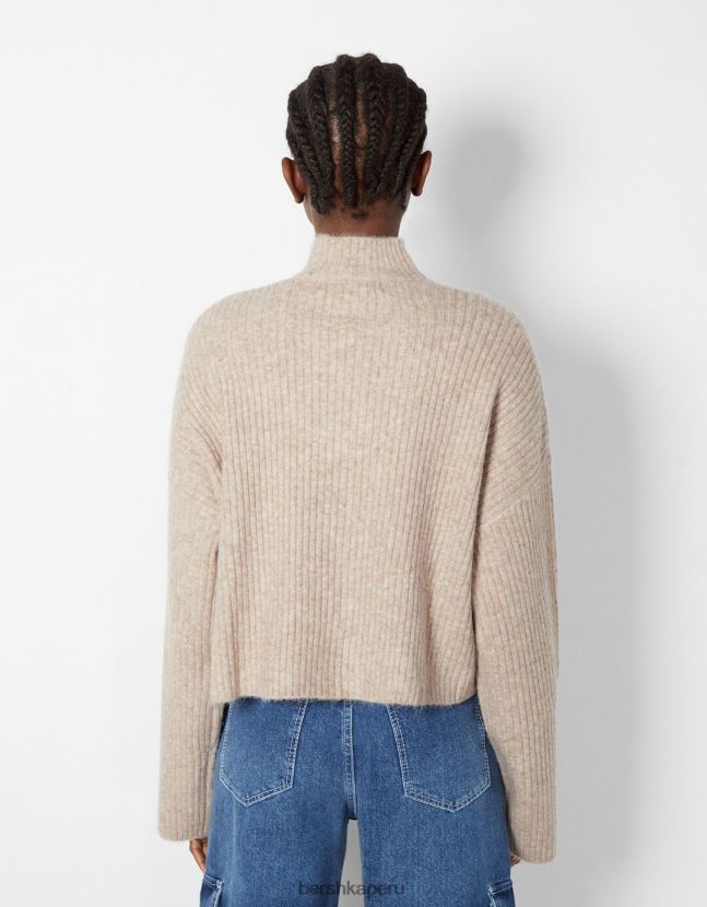 arena Bershka mujer suéter de canalé con cuello alto 806J6B1005
