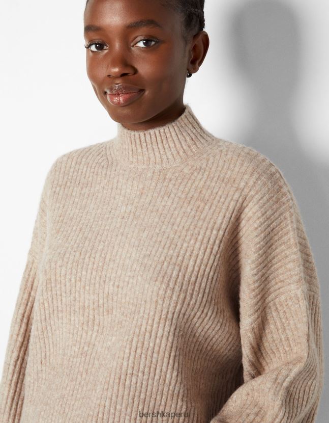 arena Bershka mujer suéter de canalé con cuello alto 806J6B1005