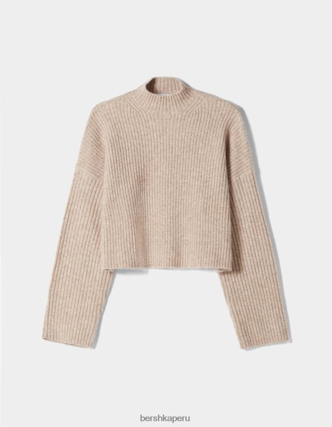 arena Bershka mujer suéter de canalé con cuello alto 806J6B1005