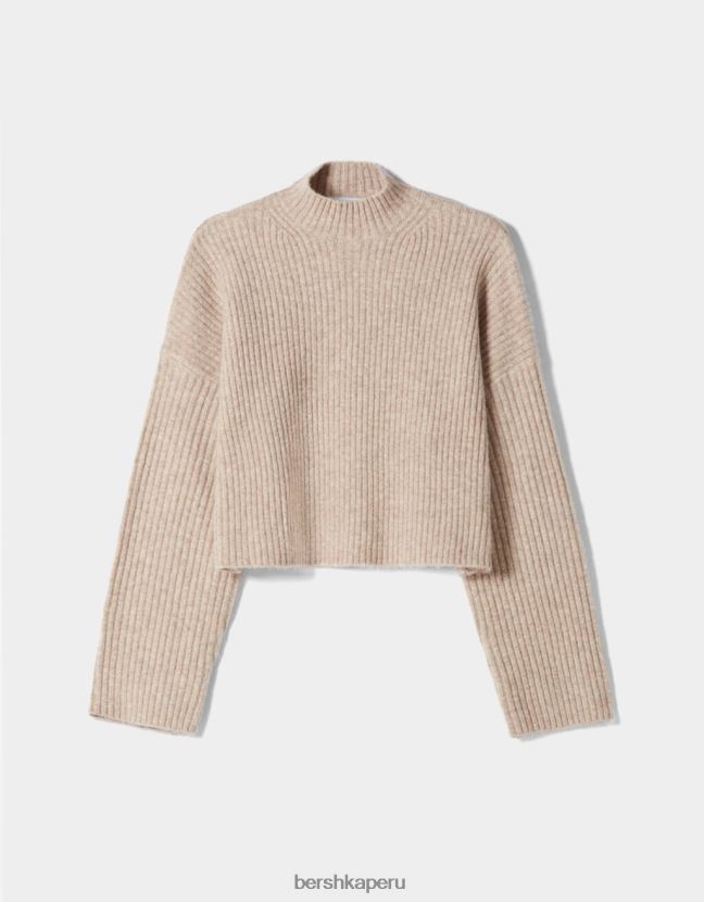 arena Bershka mujer suéter de canalé con cuello alto 806J6B1007