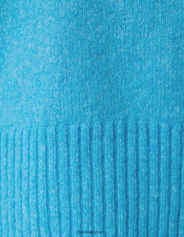 azul Bershka mujer suéter con cuello de polo 806J6B1030