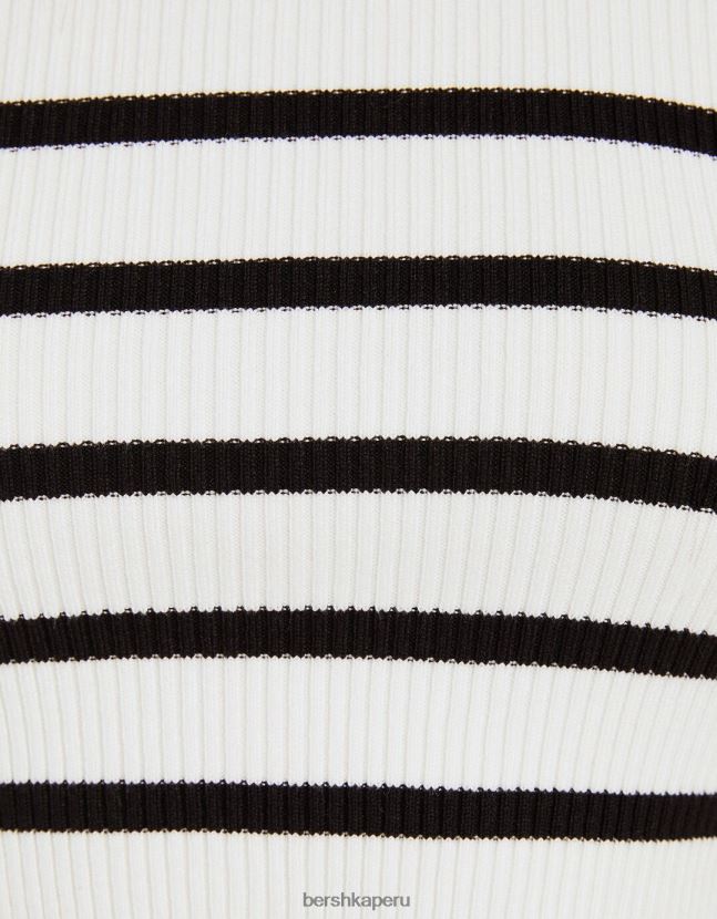 crema Bershka mujer jersey de canalé de manga corta 806J6B611