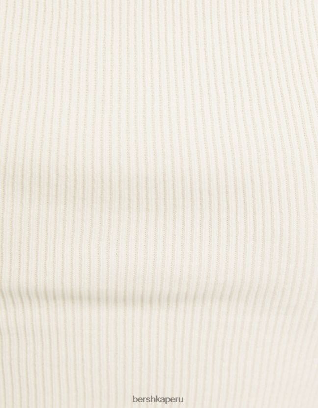 crema Bershka mujer jersey de punto de manga corta con escote corazón 806J6B994