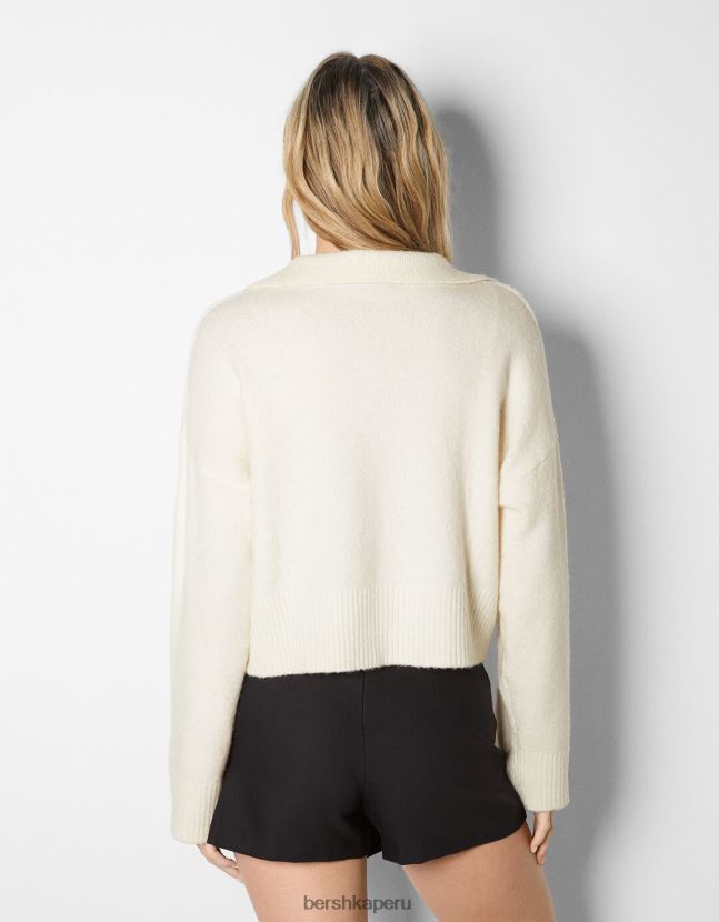 crema Bershka mujer suéter con cuello de polo 806J6B1028
