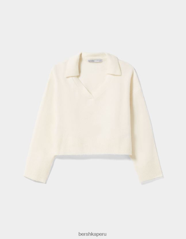 crema Bershka mujer suéter con cuello de polo 806J6B1028