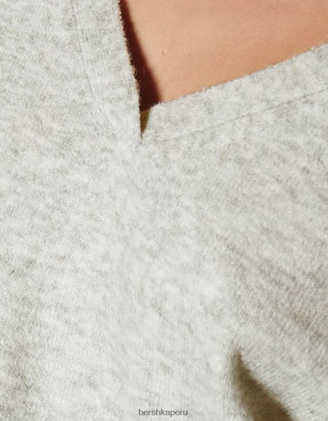 gris Bershka mujer suéter con cuello de polo 806J6B1029