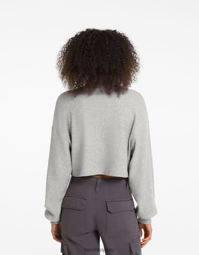 gris Bershka mujer suéter corto 806J6B1036