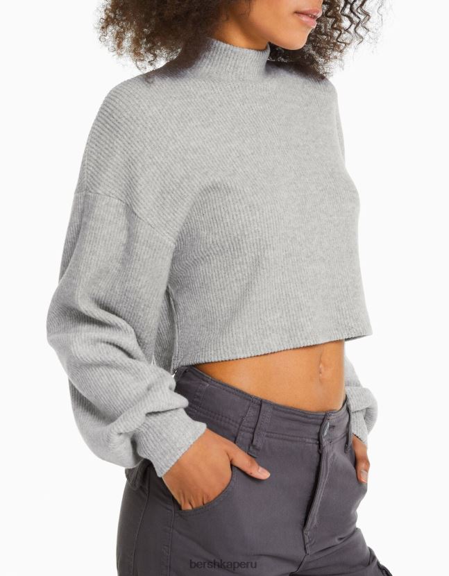 gris Bershka mujer suéter corto 806J6B1036