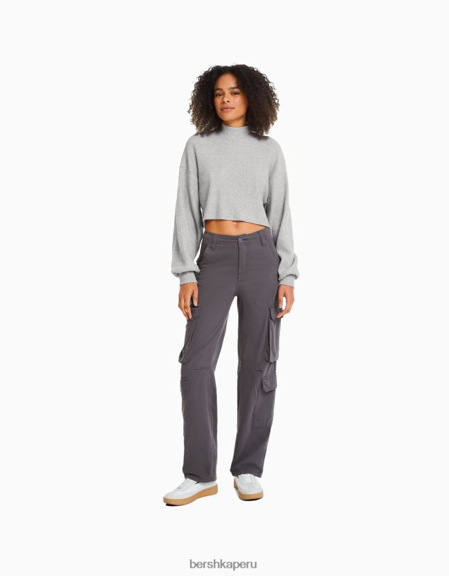 gris Bershka mujer suéter corto 806J6B1036