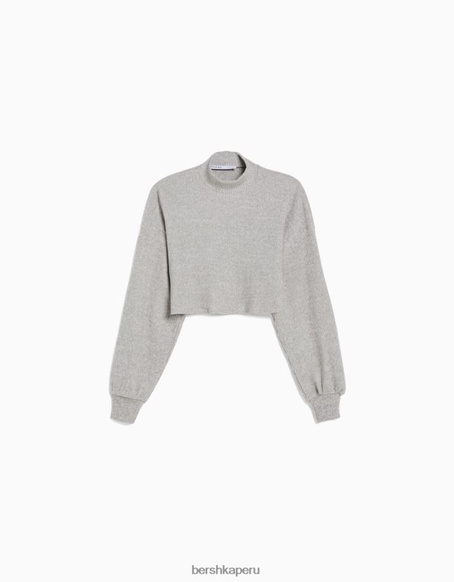 gris Bershka mujer suéter corto 806J6B1036