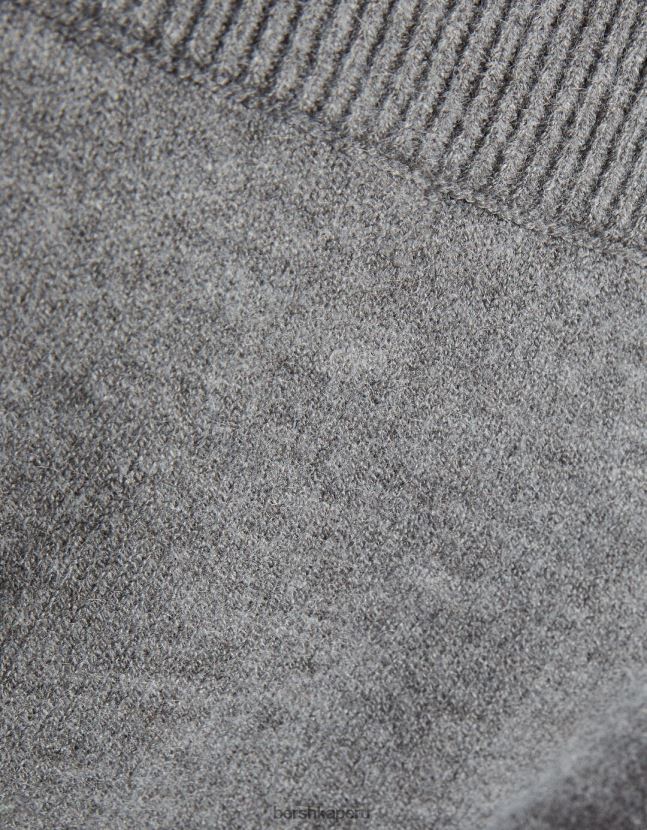gris Bershka mujer suéter corto con cuello en V 806J6B1092