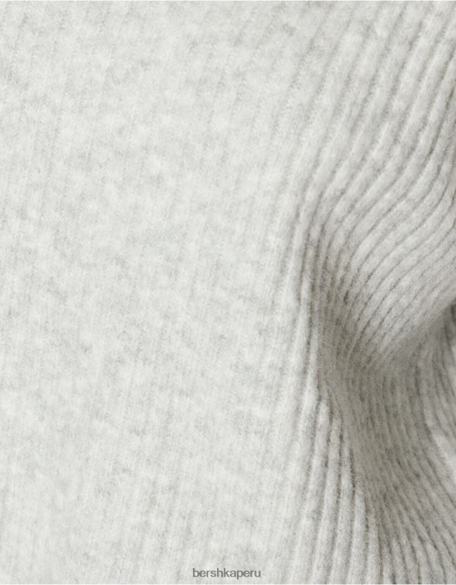 gris Bershka mujer suéter de canalé con cuello alto 806J6B1006