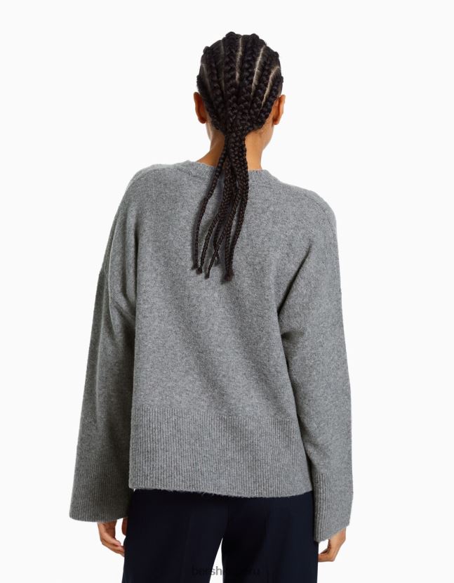 gris Bershka mujer suéter de gran tamaño 806J6B1010