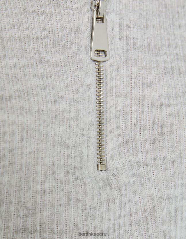 gris Bershka mujer suéter de punto con cuello alto y cremallera 806J6B1043