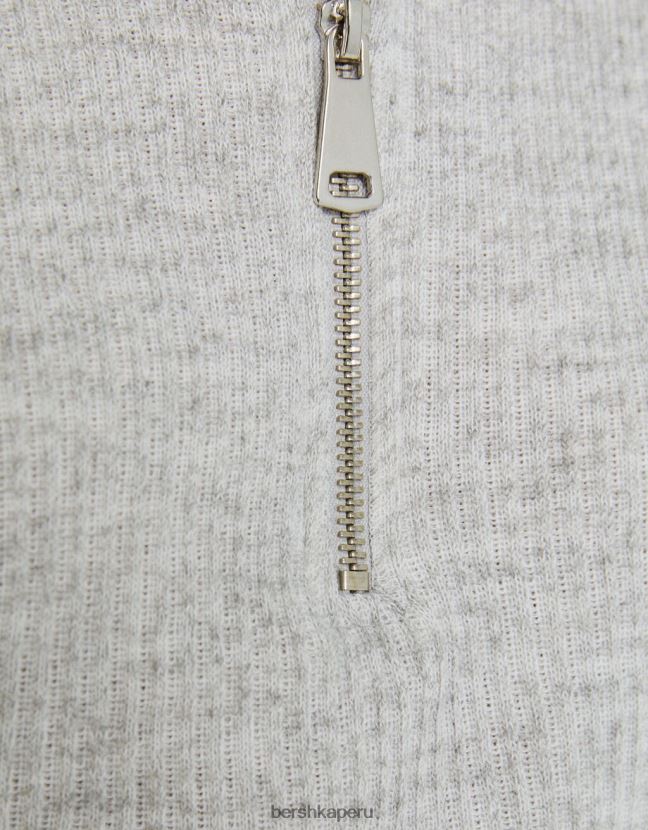 gris Bershka mujer suéter de punto con cuello alto y cremallera 806J6B1044