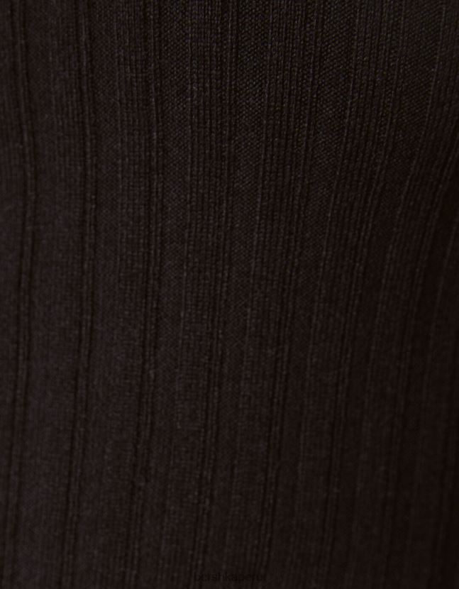 negro Bershka mujer jersey de canalé con cuello alzado 806J6B1021