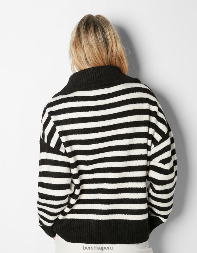 negro Bershka mujer suéter de cuello alto con cremallera 806J6B1031