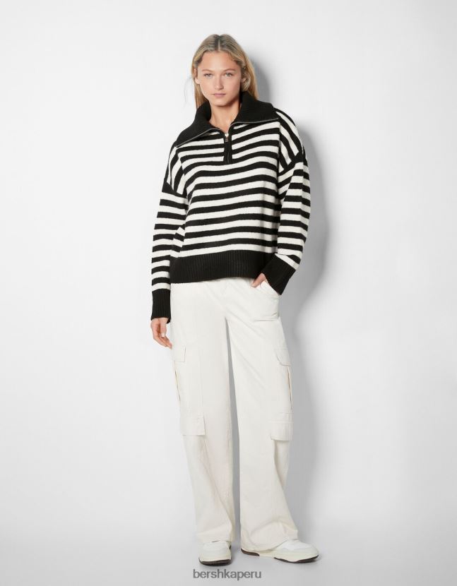 negro Bershka mujer suéter de cuello alto con cremallera 806J6B1031