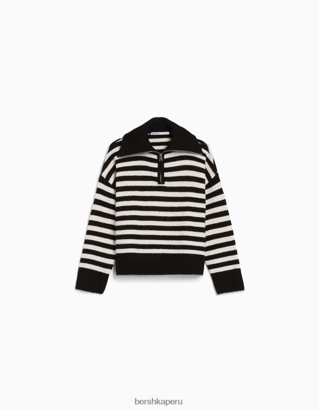negro Bershka mujer suéter de cuello alto con cremallera 806J6B1031