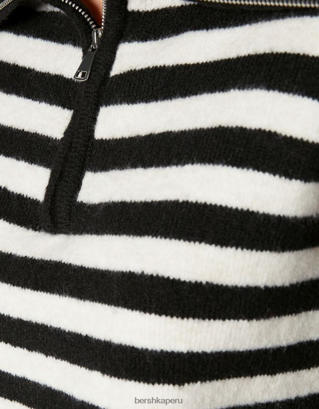 negro Bershka mujer suéter de cuello alto con cremallera 806J6B1031
