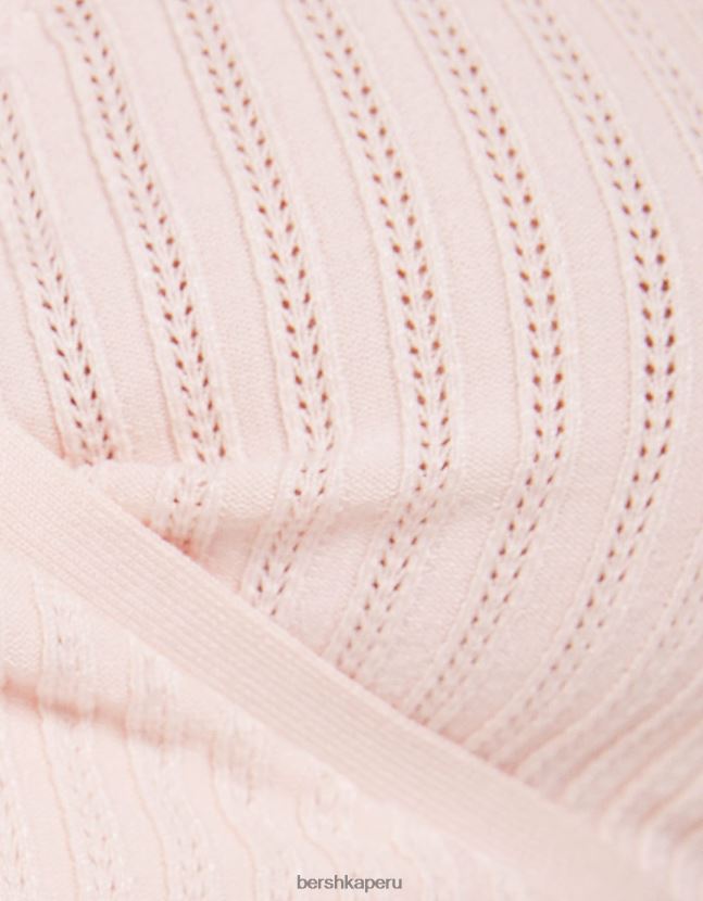 rosa Bershka mujer jersey de manga corta tipo bailarina cruzado con lazo 806J6B536