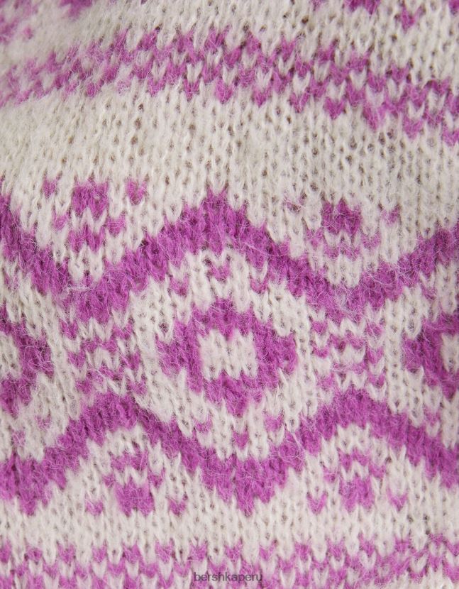 rosa Bershka mujer suéter con cuello alto en jacquard 806J6B1076
