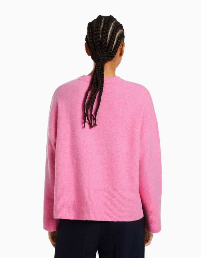 rosa Bershka mujer suéter de gran tamaño 806J6B1011