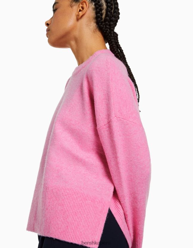 rosa Bershka mujer suéter de gran tamaño 806J6B1011