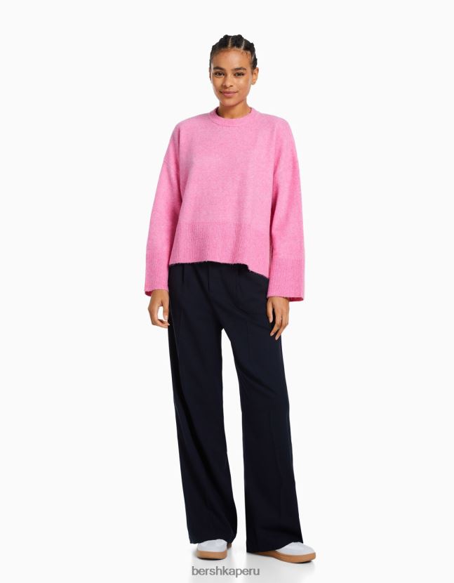 rosa Bershka mujer suéter de gran tamaño 806J6B1011