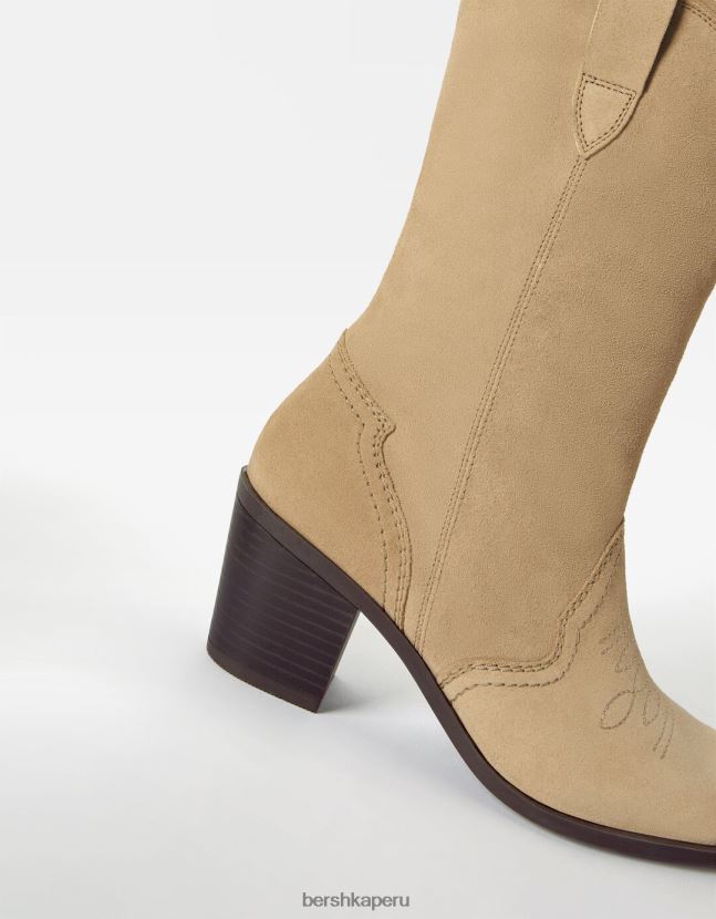 arena Bershka mujer botas cowboy de piel con tacón 806J6B2332