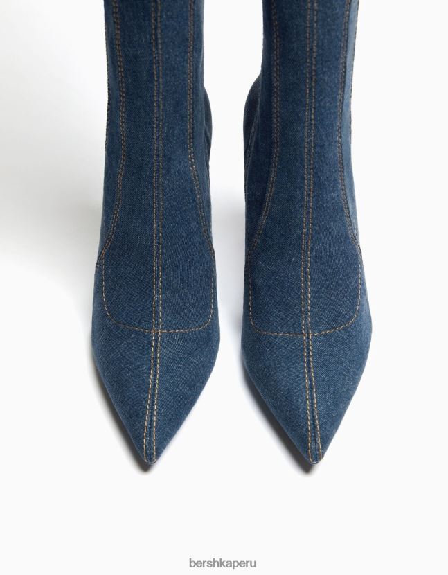 lavado azul Bershka mujer botas vaqueras con tacón alto 806J6B1949