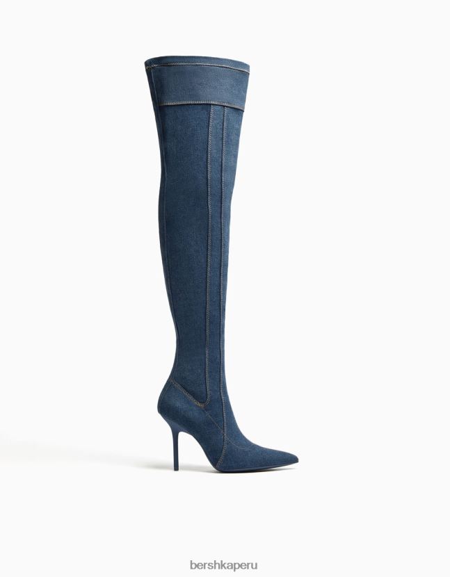 lavado azul Bershka mujer botas vaqueras con tacón alto 806J6B1949