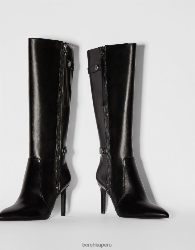negro Bershka mujer botas de tacón de aguja con detalles metalizados 806J6B2324
