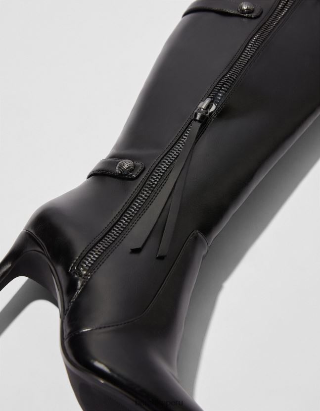 negro Bershka mujer botas de tacón de aguja con detalles metalizados 806J6B2324