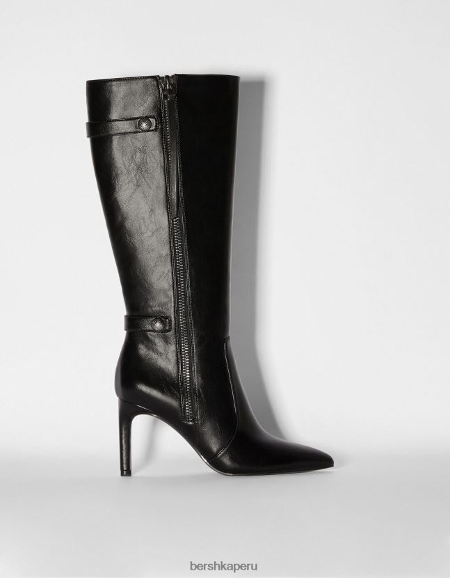 negro Bershka mujer botas de tacón de aguja con detalles metalizados 806J6B2324