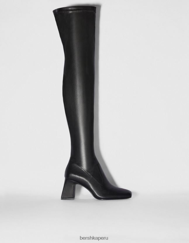negro Bershka mujer botas mosqueteras con tacón medio 806J6B2301