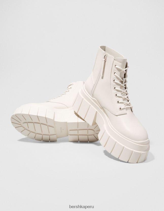 crudo Bershka mujer botas de plataforma con cordones y suela texturizada 806J6B2315