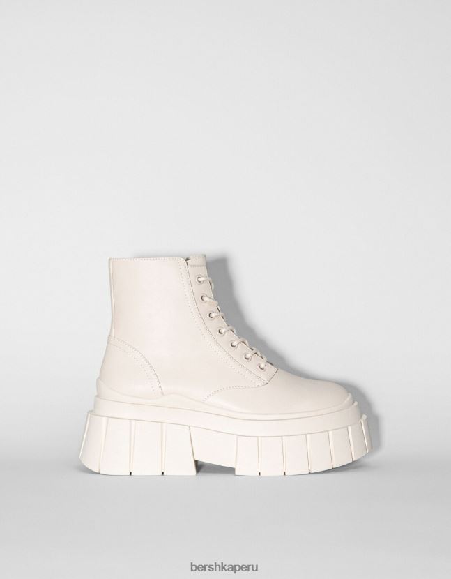 crudo Bershka mujer botas de plataforma con cordones y suela texturizada 806J6B2315