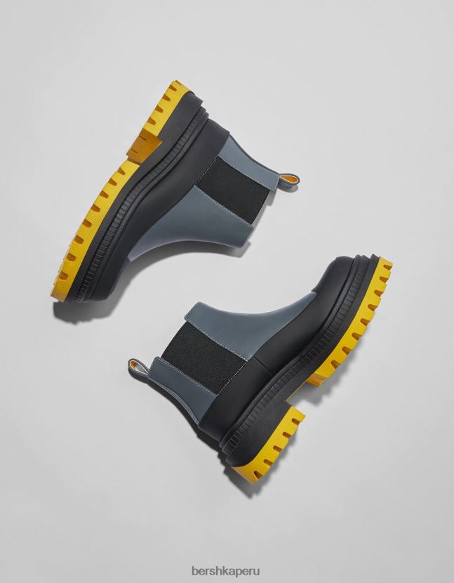 gris Bershka mujer botines planos suela de color 806J6B2316