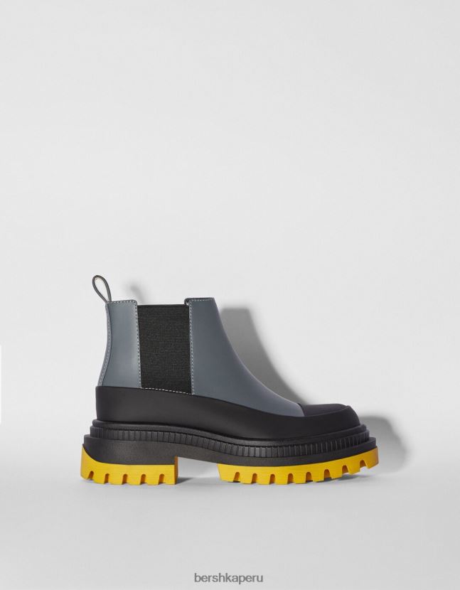 gris Bershka mujer botines planos suela de color 806J6B2316
