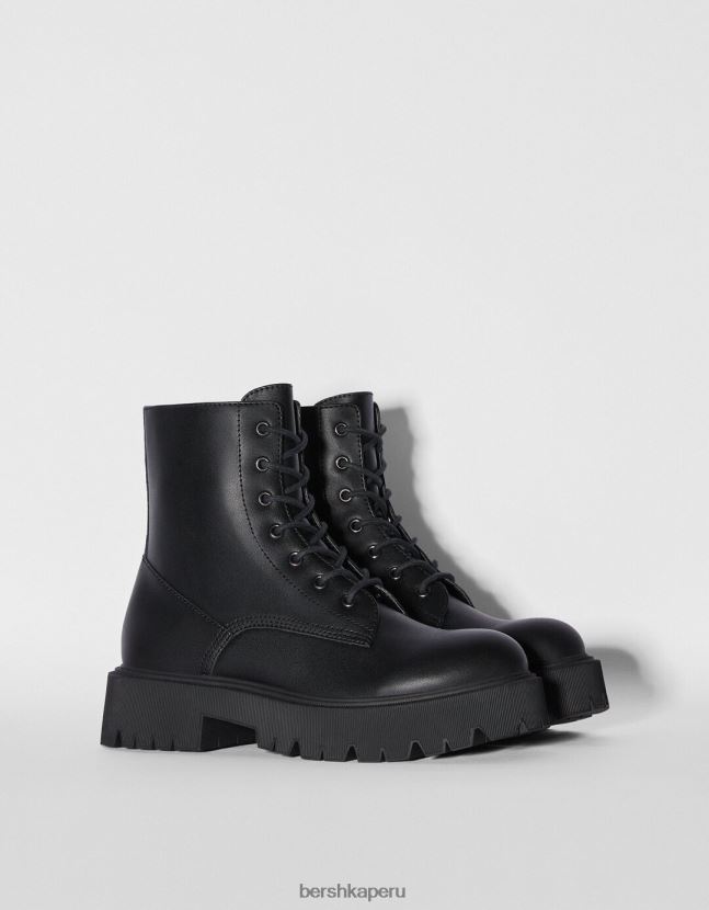 negro Bershka mujer botines planos con cordones 806J6B2290