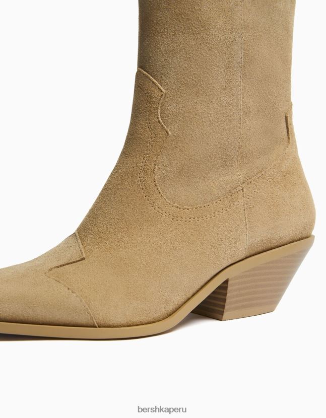 arena Bershka mujer botines cowboy de piel con tacón 806J6B2303