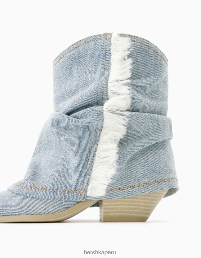 lavado azul Bershka mujer botines vaqueros vaqueros con flecos 806J6B1833