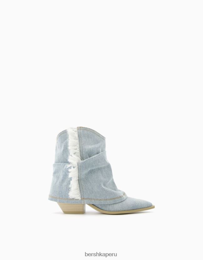 lavado azul Bershka mujer botines vaqueros vaqueros con flecos 806J6B1833
